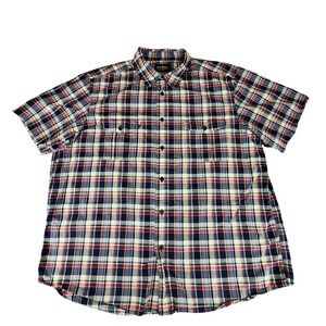 Eddie‎ Bauer sz XL Men Button Up Shirt Plaid Blue Red Green White Short Sleeve